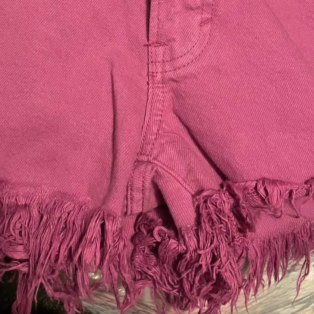 Lucky Brand Size 6 28 Orchid Purple Mid‎ Rise Cut Off Frayed Denim Jean Shorts - Picture 4 of 6
